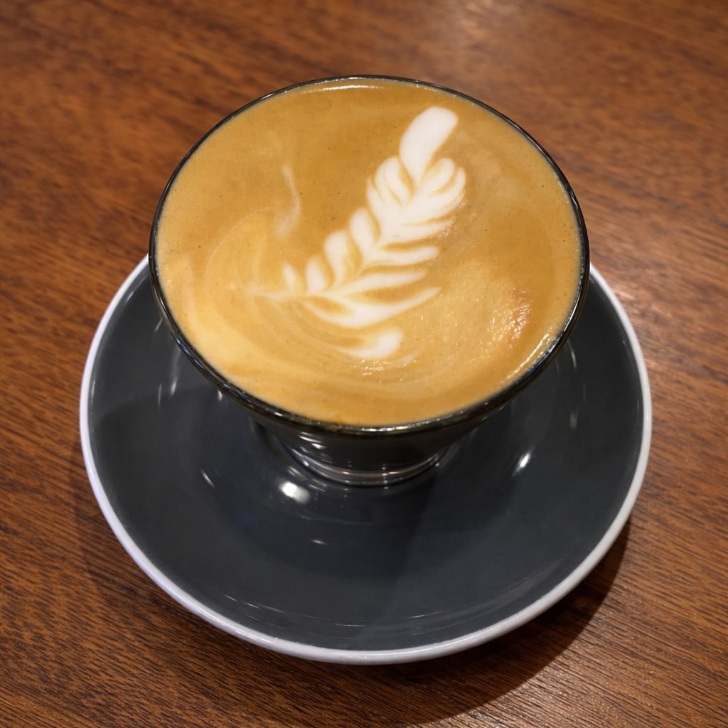 Latte with a fern of latte art